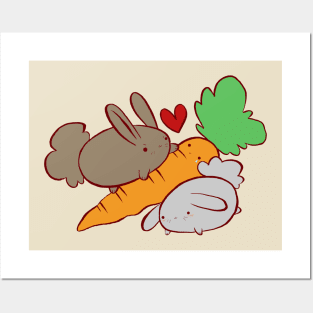 Hungry Bunnies and Carrot Posters and Art